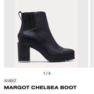 Sorel Margot Chelsea Boot Chunky Heel, Black, size 6.5